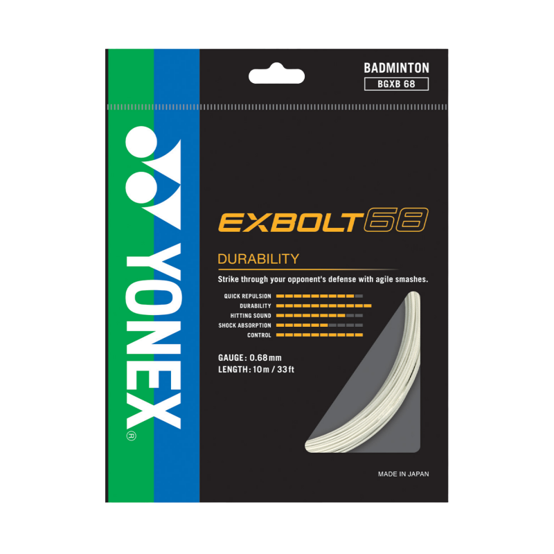 Badminton String YONEX EXBOLT 68 White (10 Mts)